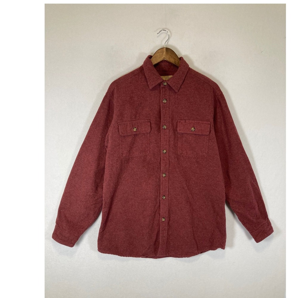 Rugged Canyon Guide Outfitters Mens Large Burgundy Cotton Heavy Flannel Shirt